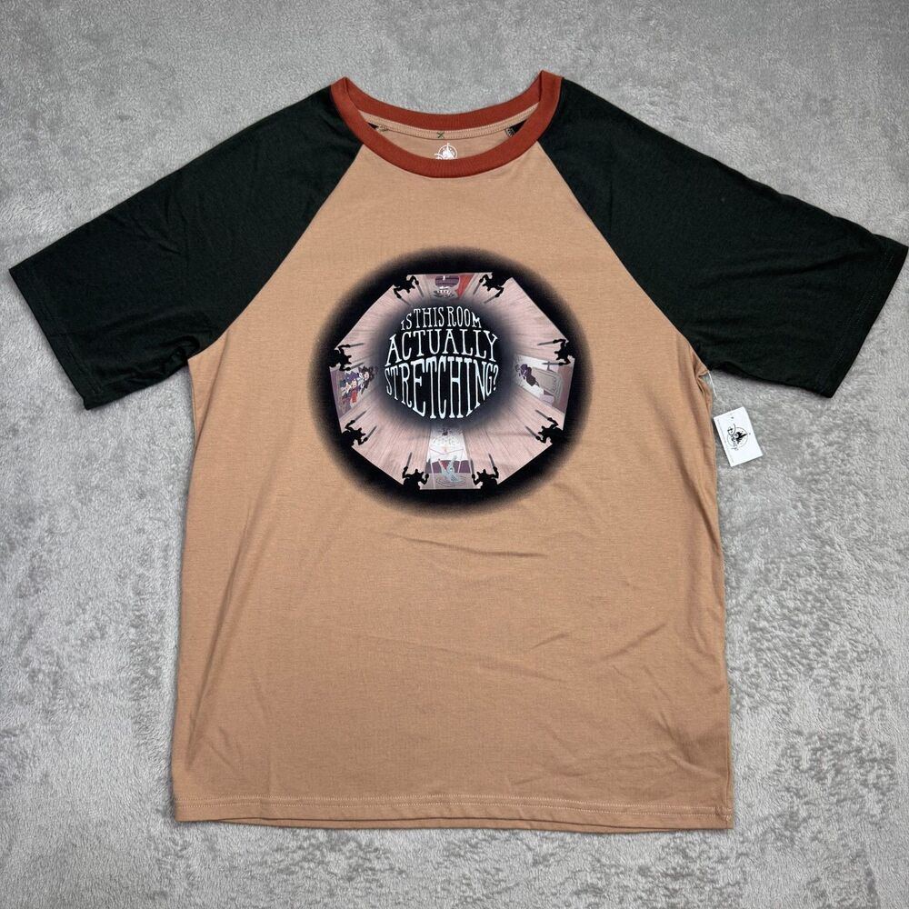Disney Parks Haunted Mansion Stretching Room T-Shirt Mens Small Tan Black Cotton